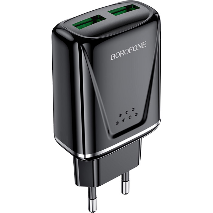 Зарядний пристрій BOROFONE BA54A Wide Road 2xUSB-A, QC3.0, 18W Black (BA54AB)