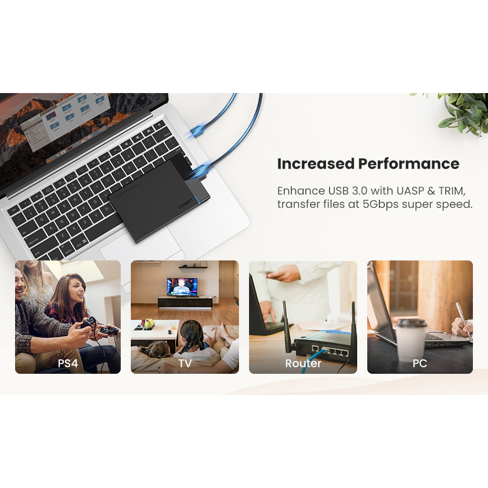 Кишеня зовнішня UGREEN US221 External Hard Drive Enclosure 2.5" SATA to USB3.0 (30848)
