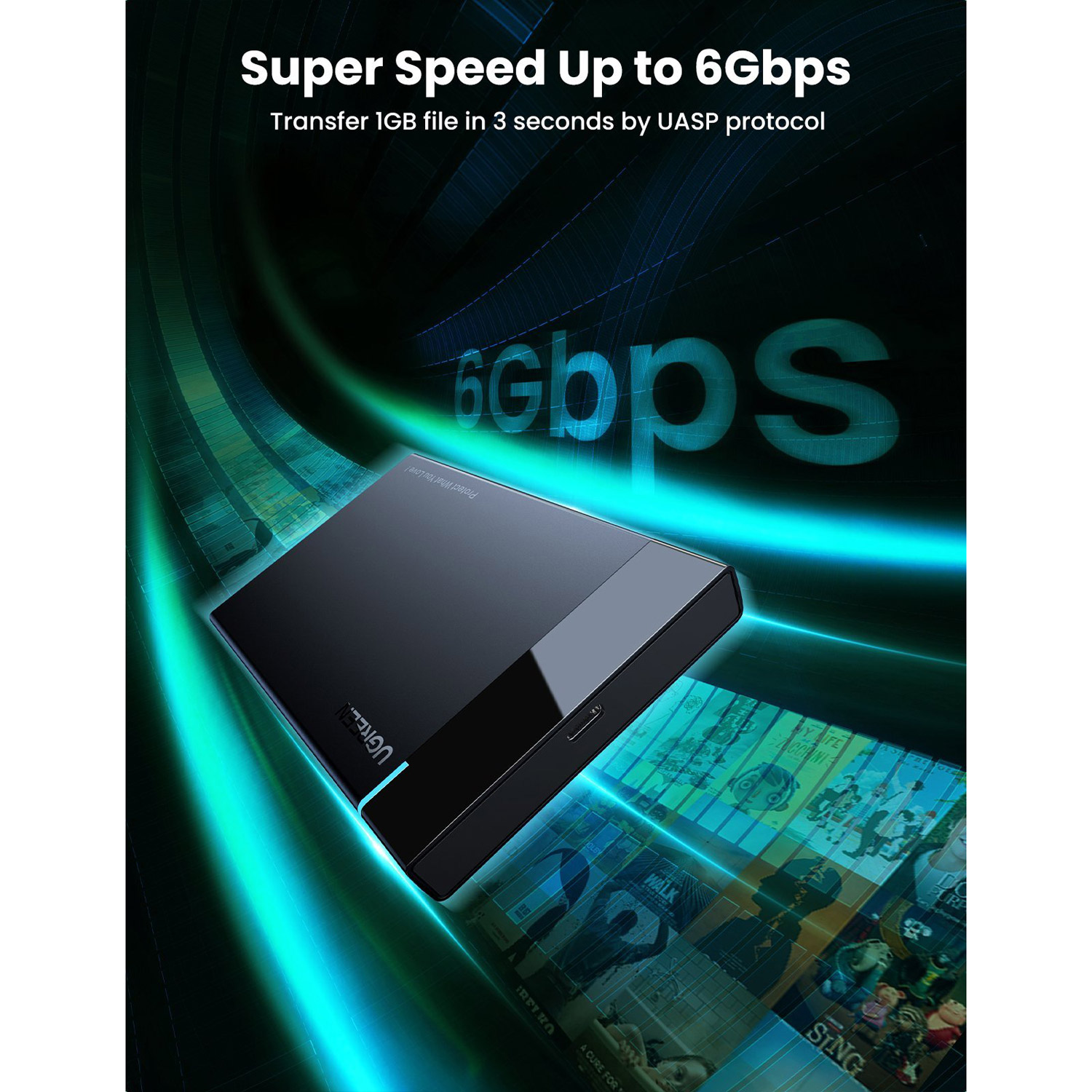 Карман внешний UGREEN US221 External Hard Drive Enclosure 2.5" SATA to USB3.1 (50743)