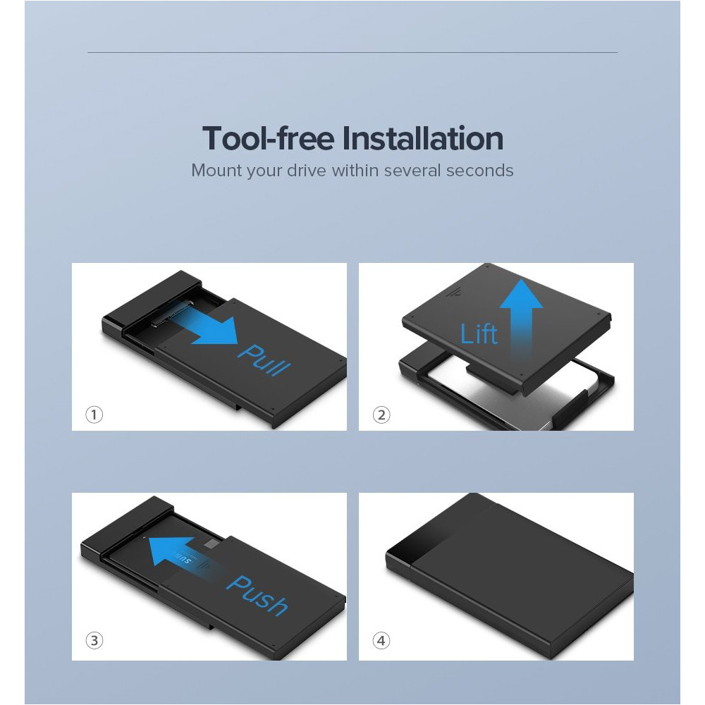 Карман внешний UGREEN US221 External Hard Drive Enclosure 2.5" SATA to USB3.1 (50743)