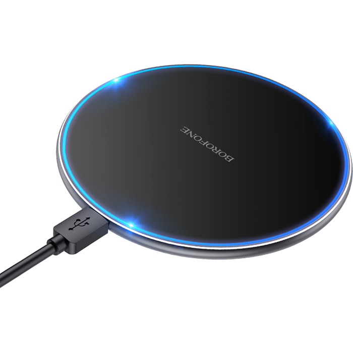 Беспроводное зарядное устройство BOROFONE BQ3 Pro 15W Ultra Slim Wireless Fast Charger Black