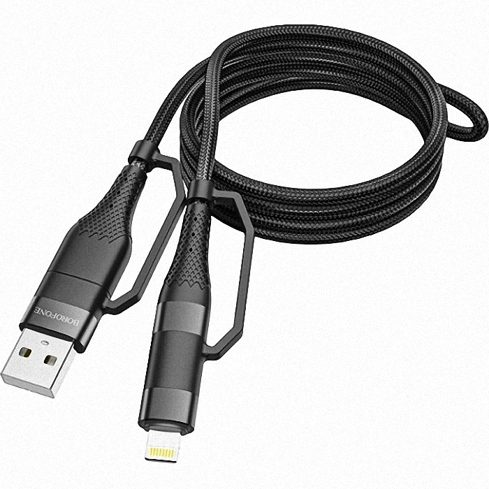 Кабель BOROFONE BU28 4-in-1 PD20W USB-C 60W 1.2м Black