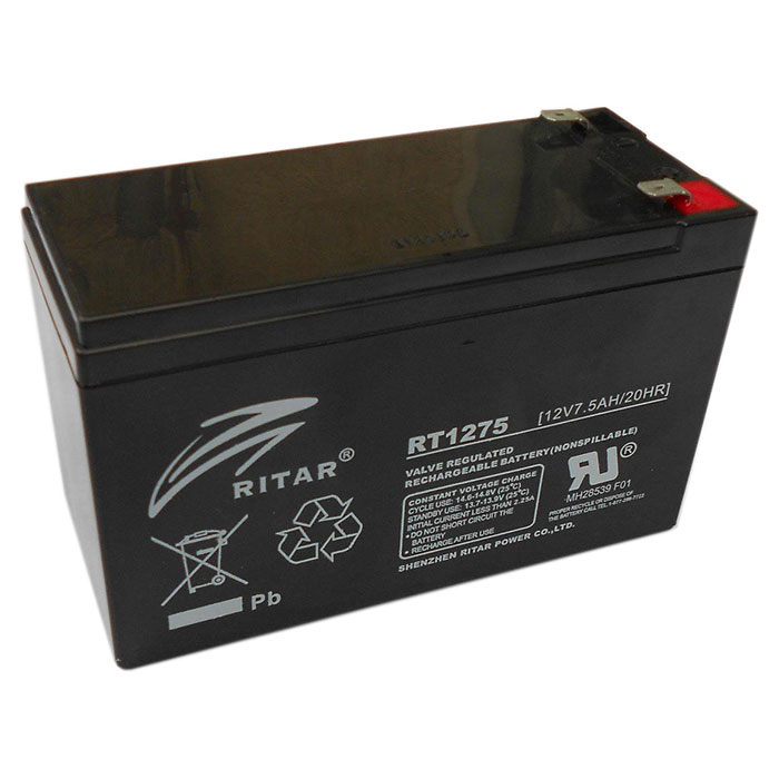 Акумуляторна батарея RITAR RT1275 (12В, 7.5Агод)