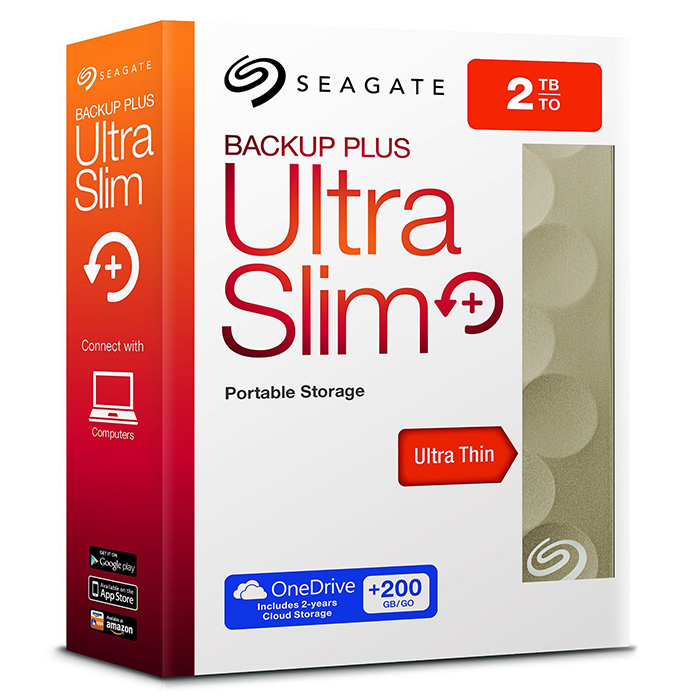 Портативний жорсткий диск SEAGATE Backup Plus Ultra Slim 2TB USB3.0 Gold (STEH2000201)