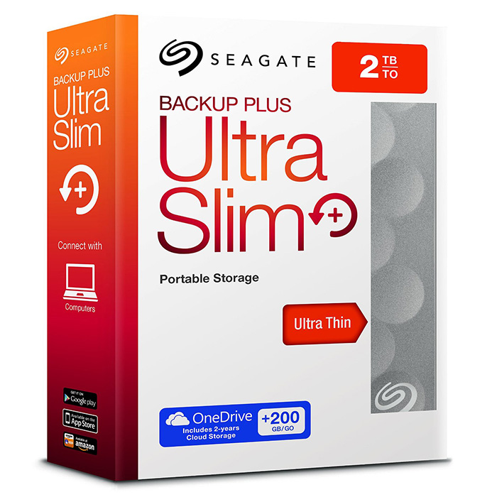 Портативный жёсткий диск SEAGATE Backup Plus Ultra Slim 2TB USB3.0 Platinum (STEH2000200)