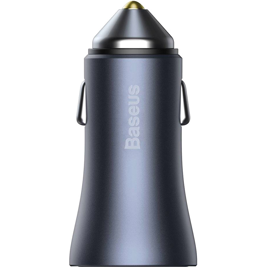 Автомобільний зарядний пристрій BASEUS Golden Contactor Pro Dual QC U+C 40W Dark Gray w/Type-C to Lightning cable (TZCCJD-B0G)