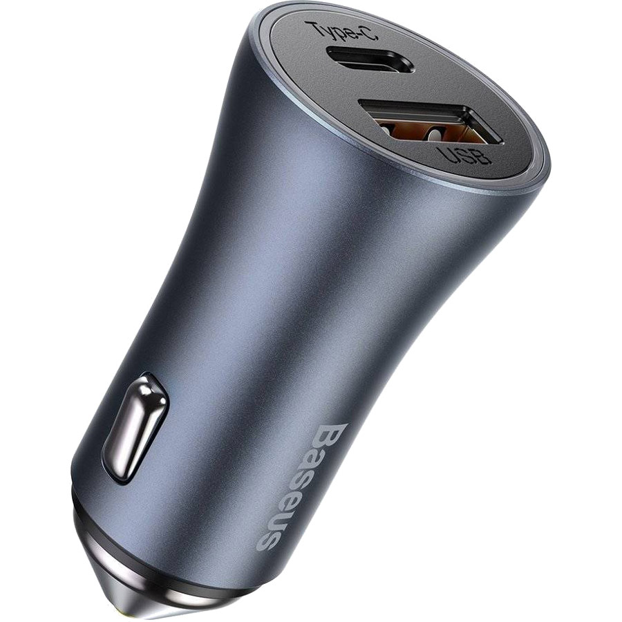 Автомобільний зарядний пристрій BASEUS Golden Contactor Pro Dual QC U+C 40W Dark Gray w/Type-C to Lightning cable (TZCCJD-B0G)