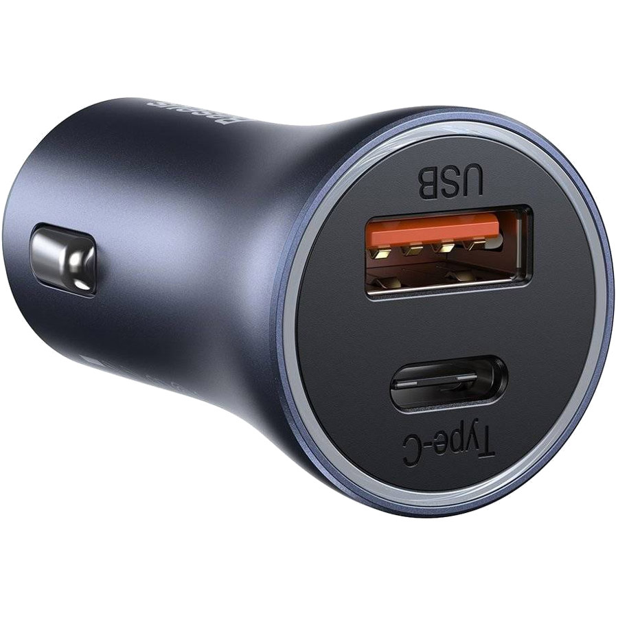 Автомобільний зарядний пристрій BASEUS Golden Contactor Pro Dual QC U+C 40W Dark Gray w/Type-C to Lightning cable (TZCCJD-B0G)
