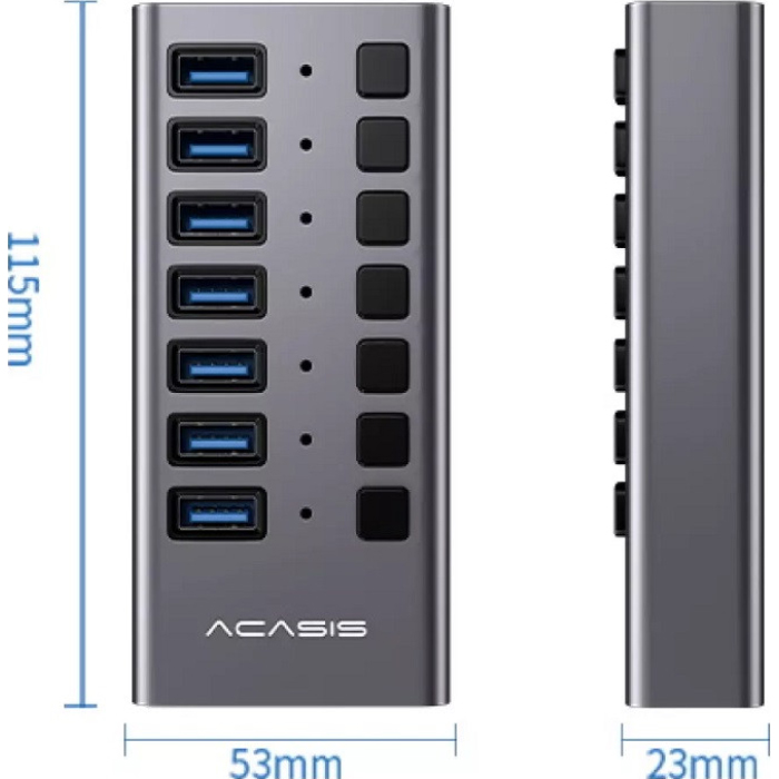 USB хаб с выключателями ACASIS H707 7-Port Gray