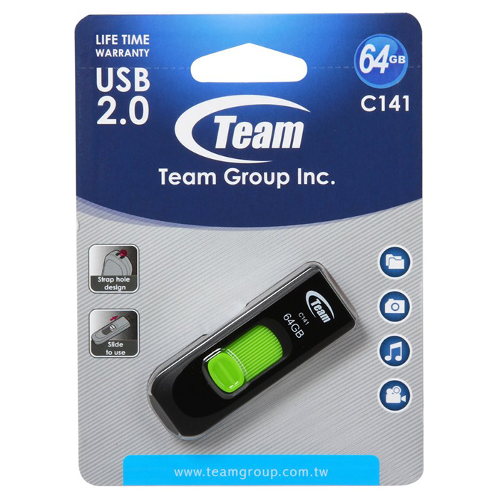 Флэшка TEAM C141 64GB USB2.0 Green (TC14164GG01)