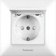 Розетка електрична PANASONIC Arkedia Slim 2P+E with Lid and Safety Shutter Complete White (WNTC02102WH-UA)