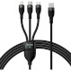 Кабель BASEUS Flash Series II 3-in-1 Fast Charging Data Cable Type-C to M+L+C 100W 1.5м Black (CASS030201)