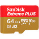 Карта пам\'яті SANDISK microSDXC Extreme Plus 64GB UHS-I U3 V30 A2 Class 10 + SD-adapter (SDSQXBU-064G-GN6MA)