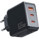 Зарядний пристрій ESSAGER Matrix 65W 1xUSB-A, 2xUSB-C, PD3.0, QC4.0 GaN Travel Charger Black (ECT2CA-JZB01-Z)