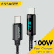 Кабель ESSAGER Enjoy LED Digital Display 100W Charging Cable Type-C to Type-C 1м Black (EXCTT1-XY01-P)