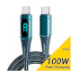 Кабель ESSAGER LED Digital Display Fast Charging Data Cable PD100W Type-C to Type-C 2м Blue (ES-XCTT1-YDA03)