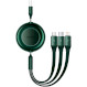 Кабель BASEUS Bright Mirror 2 Retractable 3-in-1 Fast Charging Data Cable USB to M+L+C 3.5A 1.1м Green (CAMJ010006)