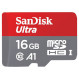 Карта памяти SANDISK microSDHC Ultra 16GB UHS-I A1 Class 10 + SD-adapter (SDSQUAR-016G-GN6MA)