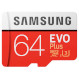 Карта памяти SAMSUNG microSDXC EVO Plus 64GB UHS-I U3 Class 10 + SD-adapter (MB-MC64DA/RU)