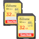 Набір з двох карт пам\'яті SANDISK SDHC Extreme 32GB UHS-I V30 Class 10 (SDSDXVE-032G-GNCI2)