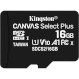 Карта пам\'яті KINGSTON microSDHC Canvas Select Plus 16GB UHS-I V10 A1 Class 10 (SDCS2/16GBSP)