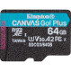 Карта пам\'яті KINGSTON microSDXC Canvas Go! Plus 64GB UHS-I U3 V30 A2 Class 10 (SDCG3/64GBSP)