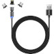Кабель COLORWAY 3-in-1 Nylon Braided Magnetic USB to Apple Lightning/Type-C/Micro-B 2.4A Rotation 540 1м Black (CW-CBUU037-BK)
