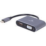 Адаптер CABLEXPERT USB-C - HDMI/VGA 0.15м Gray (A-USB3C-HDMIVGA-01)