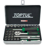 Набор торцевых головок с трещоткой и насадками TOPTUL Dr. Socket Set Metric 1/4" 11шт 31пр (GCAD3101)