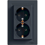 Розетка электрическая двойная SCHNEIDER ELECTRIC Asfora Black (EPH9900171)