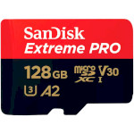 Карта памяти SANDISK microSDXC Extreme Pro 128GB UHS-I U3 V30 A2 Class 10 + SD-adapter (SDSQXCD-128G-GN6MA)