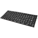 Наліпки на клавіатуру VOLTRONIC чорні з білими літерами, EN/UA/RU (YT28148)