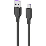 Кабель 2E USB2.0 AM/Type-C Glow 1м Black (2E-CCAC-BL)