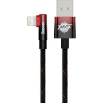 Кабель BASEUS MVP 2 Elbow-shaped Fast Charging Data Cable USB to iP 2.4A 1м Black/Red (CAVP000020)