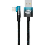 Кабель BASEUS MVP 2 Elbow-shaped Fast Charging Data Cable USB to iP 2.4A 2м Black/Blue (CAVP000121)