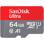 Карта пам'яті SANDISK microSDXC Ultra 64GB UHS-I A1 Class 10 + SD-adapter (SDSQUAB-064G-GN6MN)