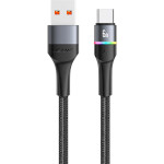 Кабель USAMS US-SJ536 U76 Aluminum Alloy Type-C 6A Fast Charging & Data Cable with Colorful Light 1.2м Black (SJ536USB01)