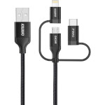 Кабель CHOETECH IP0030 MFI USB-A to Lightning/Type-C/Micro-USB Cable 1.2м Black (IP0030-BK)