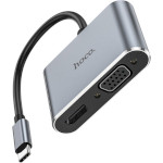 Порт-репликатор HOCO HB30 Eco Type-C to HDMI+VGA+USB3.0+PD Metal Gray