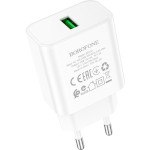 Зарядний пристрій BOROFONE BA72A Spring1xUSB-A QC3.0 18W White (BA72AW)