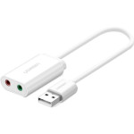 Зовнішня звукова карта UGREEN US205 USB 2.0 External Sound Adapter White (30143)