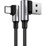 Кабель UGREEN US176 Angled USB 2.0 to Angled USB Type-C Cable Nickel Plating Aluminum Shell 3A 0.5м (20855)