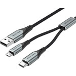Кабель VENTION 2-in-1 USB-A to Micro-USB/Type-C 0.5м Gray (CQGHD)