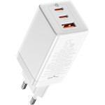 Зарядний пристрій BASEUS GaN3 Pro Fast Charger 2C+U 65W White w/Type-C to Type-C cable (CCGP050102)