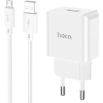 Зарядное устройство HOCO C106A Leisure 1xUSB-A, 2.1A White w/Micro-USB cable (6931474783905)