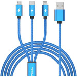 Кабель PRODA PD-B65th USB-A to Lightning/Micro-USB/Type-C 1.2м Blue