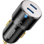 Автомобильное зарядное устройство ESSAGER City Dual USB-C Car Charger 66W Black (ECC2C-FF01)