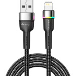 Кабель ESSAGER Colorful LED Fast Charging Cable 2.4A USB-A to Lightning 1м Black (EXCL-XCD01)