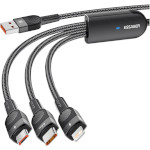 Кабель ESSAGER Swift 66W 3-in-1 Charging Cable USB to Micro + Type-C + Lightning 1.2м Black (EXCMTL-XJ01)