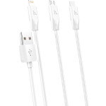 Кабель HOCO X1 Rapid 3-in-1 USB-A to Lightning/Type-C/Micro-USB 1м White